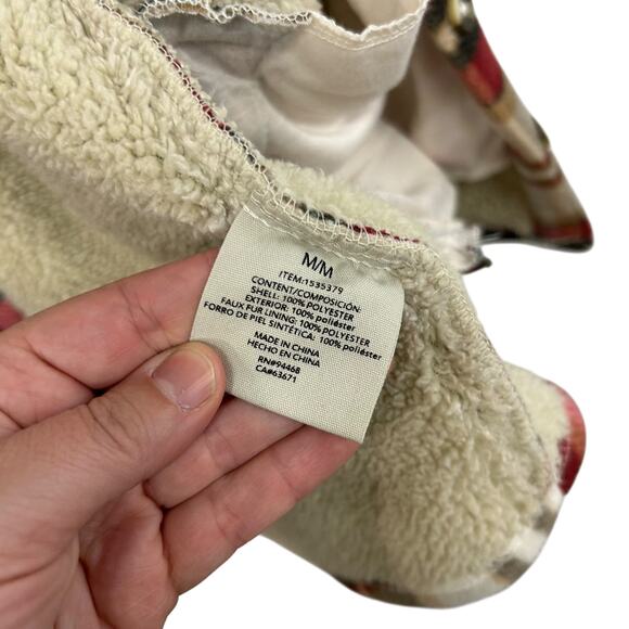 Sage Collective Sherpa Lined Plaid Shacket Jacket Red Tan Cream Size M - Picture 7 of 8